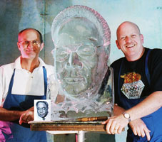 portrait ice carving